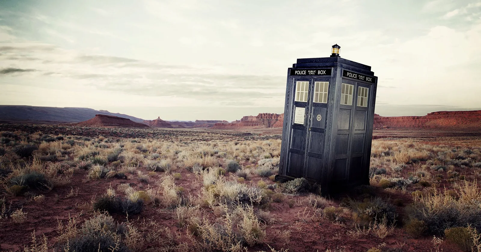 Tardis in a country-side field